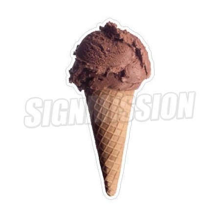 SIGNMISSION Safety Sign, 1.5 in Height, Vinyl, 8 in Length, Ice Cream Sugar Cone Choc D-DC-8-Ice Cream Sugar Cone Choc
